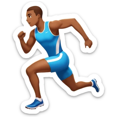An icon featuring The background showcases a vibrant stadium with cheering fans, bright lights, and a clear sky. an athlete sprinting on a track, with powerful strides and determination. The athlete's motion is dynamic, emphasizing speed and competition. sticker