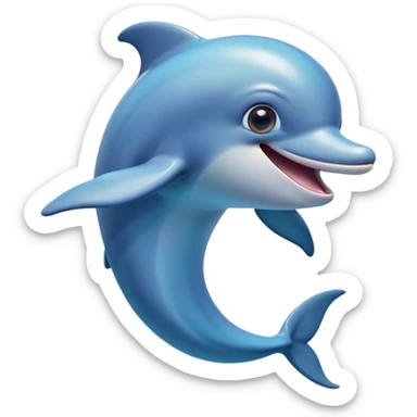 Cinematic Comical Dolphin Portrait Emoji, Head tilted dramatically with an exaggeratedly amused expression, featuring a smooth, dynamic body with wide, comically expressive eyes full of playful disbelief and a quirky, arched dorsal fin, Simplified yet hilariously expressive features, highly detailed, glowing with a slightly sassy oceanic glow, high shine, dramatic yet playful, stylized with an air of cheeky marine mischief, soft glowing outline, capturing the essence of a meme-worthy dolphin that looks ready to leap its way into viral fame! sticker