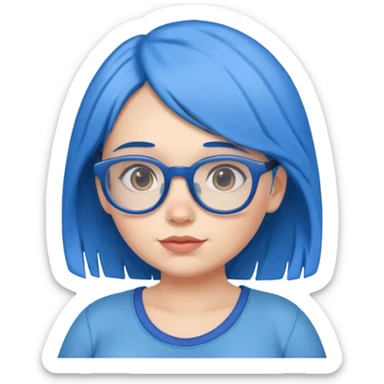 pregnant girl with blue hair and glasses  sticker