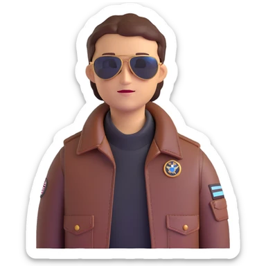 pilot, aviator sunglasses, brown leather jacket sticker