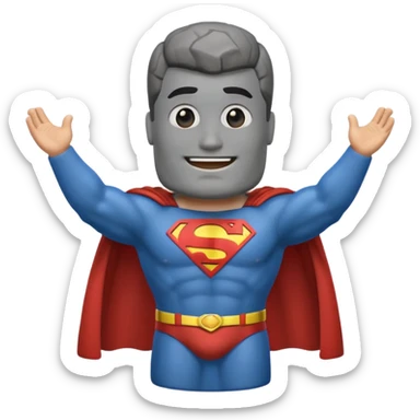 a moai emoji with a superman cape with the original facw sticker