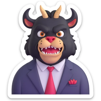 Beast from Beauty and the Beast with human mouth looking friendly, less fierce, elegant clothes sticker