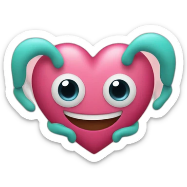 Heart with a sweet face with arms and legs coming out of it sticker