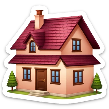 A dacha with a burgundy tiled roof sticker