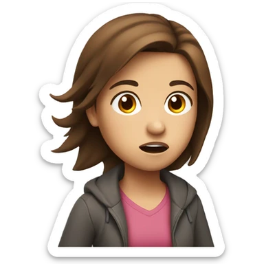 girl with brown hair running in a hurry with a worried look on her fac sticker