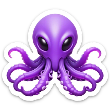 Clash of Clans aesthetic: Cinematic Playful Zerg Alien Emoji, rendered in a 3D vector-style similar to standard emojis with minimal shading and bold, simplified shapes. A compact, isometric, otherworldly creature with insectoid, organic details and subtle, eerie tentacles, softly glowing with a sinister alien charm. Simplified yet unmistakably iconic, highly detailed and consistent, glowing with a soft, spectral radiance and high shine. Stylized with a touch of bio-engineered mischief and a soft glowing outline, capturing the essence of a fearsome extraterrestrial menace with a playful twist! sticker