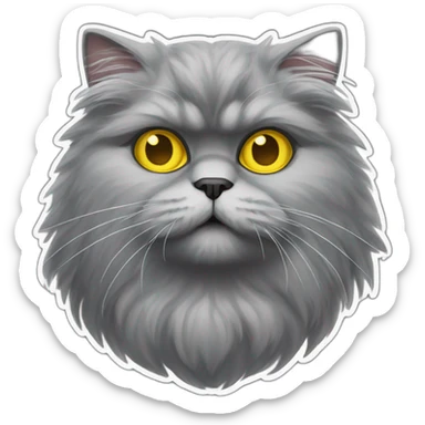 mostly gray persian fluffycat with yellow eyes and she is stupid sticker