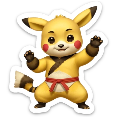 Pickachu with Kung fu panda po sticker