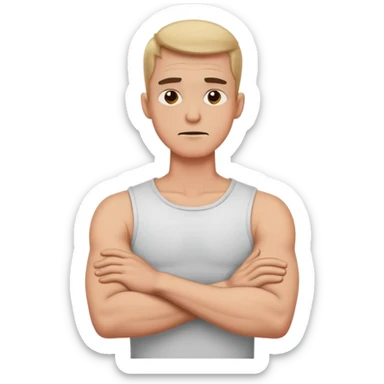 man mad arms crossed and hands on neck sticker