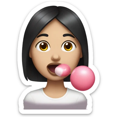 White girl with Black hair chewing bubblegum  sticker
