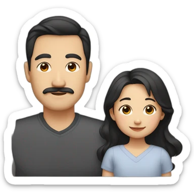 father dark hair and mustache, mother asian, son dark hair, and baby daughter sticker