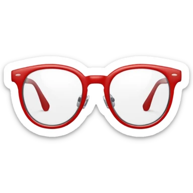 Red Glasses with subtle shine and curved frame edges. sticker