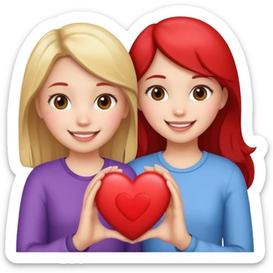 2 girls that have a heart sticker