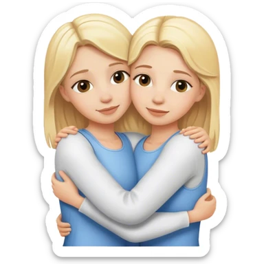 2 blonde Schwestern umarmen sich sticker