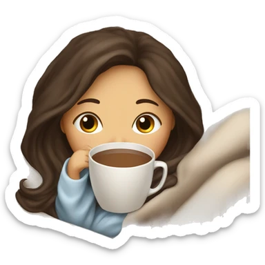 Brunette girl inside a blanket sipping coffee eyes closed sticker
