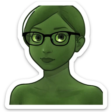 Curly girl with green eyes and glasses sticker
