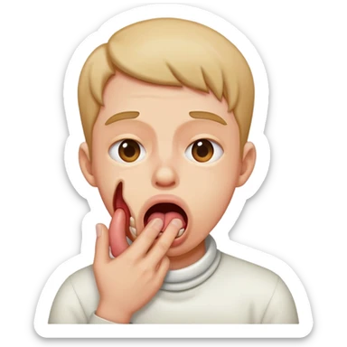 A person choking themselves, in distress, tounge sticking out sticker