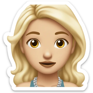 blonde tan white girl with jewelry rolling her eyes￼ sticker