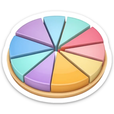 i need a 3d pie chart with diffrent pastel shade slices sticker