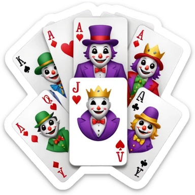 bunch of poker cards, with jolly jokers inside sticker