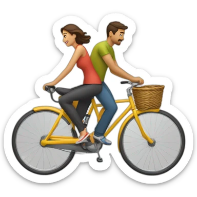 hombre y mujer montando en una bicicleta cada uno sticker