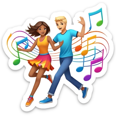 An icon showing vibrant musical notes and rhythm bars, inspired by Muse Dash. The design features colorful, dynamic elements flowing in sync with the beat, with a character dancing in the background. Bright, energetic visuals emphasize the excitement of rhythm-based gameplay. Transparent background. sticker
