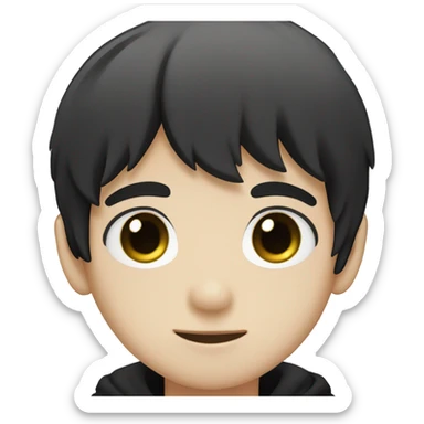 Omori, boy, black hair, black shirt, white skin sticker
