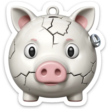 broken and empty piggy bank sticker