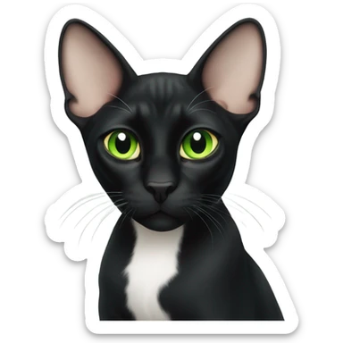  green eyed sphinx black cat with white spot on the nose sticker