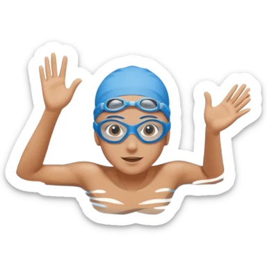 person swimming laps in pool zoomed out showing lap swiming  sticker