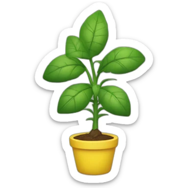 Among us jaune avec une plante verte sur la tête sticker