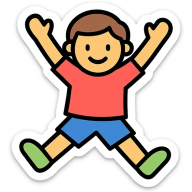 kids jumping icon with lineal color and black outlines sticker
