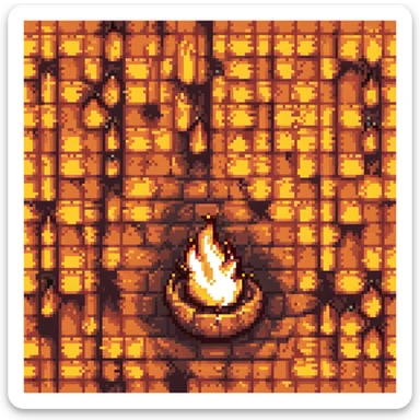 Transform the flame so it is made up of pixelated zeros and ones, like a retro video game, with the binary digits forming the flame shape, in pixel art style. sticker