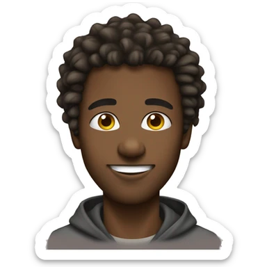 dread hair african male youth, with some lil beard, and a nice smile. A hoodie sticker