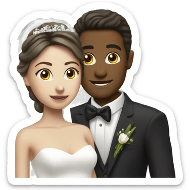 Beautiful brunette girl bride with (blonde groom)  sticker