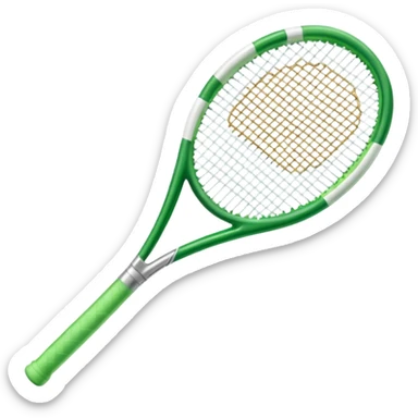 green and white glass crystal tennis racket sticker
