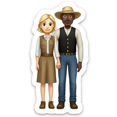 young white female and old black farmer holding hands sticker