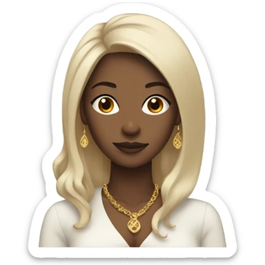 black woman with long hair and a nice top sticker