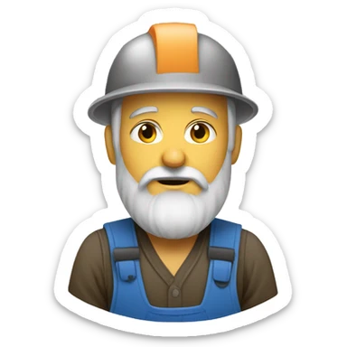 White bearded wood worker sticker