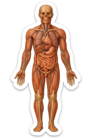 corpo umano anatomico con schiena piatta sticker
