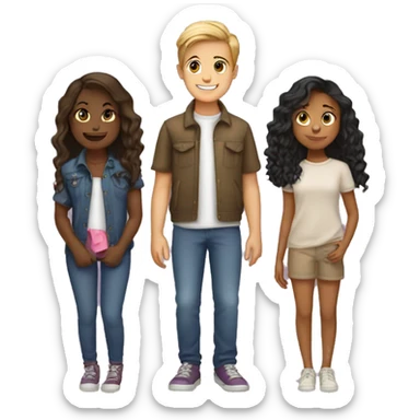 Group of friends with 2 6 year old girls and 1 9 year old girl and 1 8 year old girl and one 6 year old boy sticker