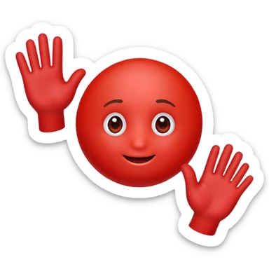 red blood cell with a friendly face waving goodbye sticker