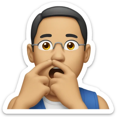 Asian man puts his hands next to his mouth and shouts sticker