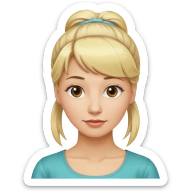 femme 35 ans blonde frange cheveux attachés sticker