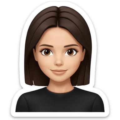 Victoria Beckham with dark brown hair, black outfit sticker