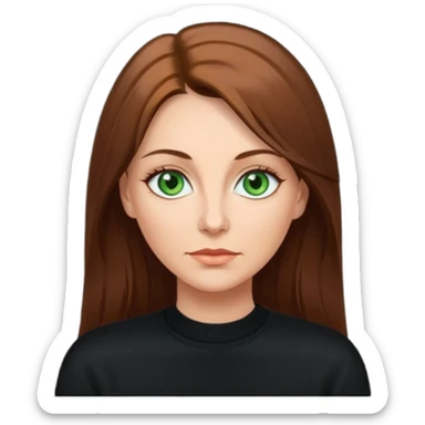 middle age woman with green eyes and long straight brown hair sticker
