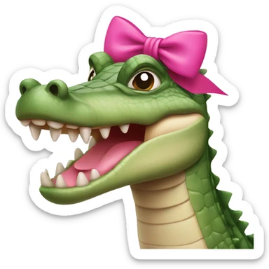 crocodile with pink bow on head  sticker