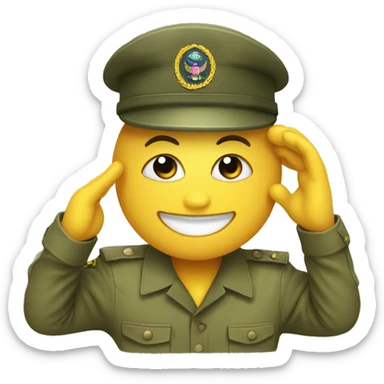 smiling emoji with army hat and saluting  sticker