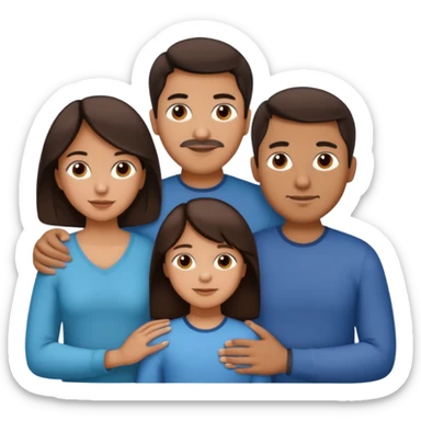 Hispanic family of five: mom, dad, two sons, one daughter in the middle, all with dark brown hair sticker