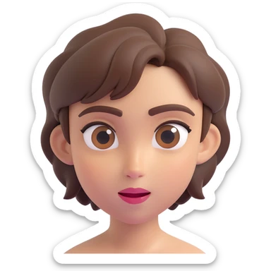 apple-style 3D emoji of a young person with short tousled brown hair, smooth skin, big expressive eyes, winking, soft shadows, glossy plastic texture, bright pastel colors, fun cartoonish look, head centered, neutral background sticker